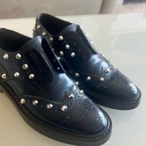 Balenciaga Black Leather Shoes with Silver Studs
